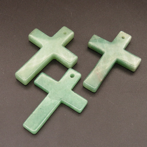 Natural Green Aventurine Pendants,Cross,Green,6x33x44mm,Hole:2mm,about 8.6g/pc,1 pc/package,XFPC01133bhva-L001