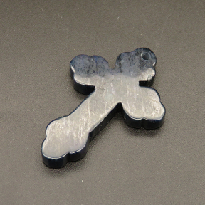 Natural Sodalite Pendants,Cross,Dyed,Black,5x23x45mm,Hole:2mm,about 7.5g/pc,1 pc/package,XFPC01135bhva-L001