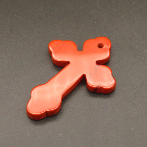 Natural Red Jasper Pendants,Cross,Dyed,Red,4x31x44mm,Hole:2mm,about 6g/pc,1 pc/package,XFPC01137bhva-L001