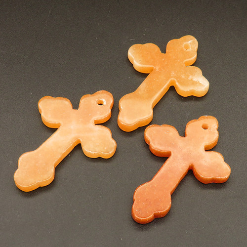 Natural Red Aventurine Pendants,Cross,Orange,4x32x45mm,Hole:2mm,about 5.6g/pc,1 pc/package,XFPC01139bhva-L001