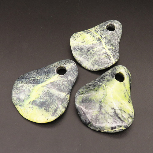 Natural Yellow Line Turquoise Pendants,Can buckle,Green and Black,7x47x58mm,Hole:8mm,about 26.9g/pc,1 pc/package,XFPC01151bhia-L001