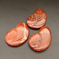 Natural Red Jasper Pendants,Fish and Leaves,Red,9x42x60mm,Hole:1.5mm,about 35g/pc,1 pc/package,XFPC01155bhia-L001