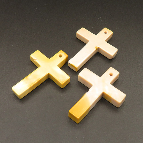 Natural Mookaite Pendants,Cross,Bright yellow,7.5x33x44mm,Hole:2mm,about 9.5g/pc,1 pc/package,XFPC01157bhva-L001