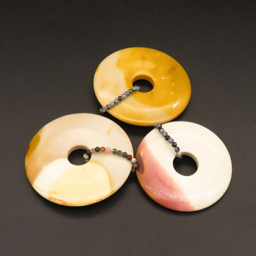 Natural Mookaite Pendants,Donut,Random mixed color,5.5x45mm,Hole:9mm,about 16.5g/pc,1 pc/package,XFPC01163bhva-L001