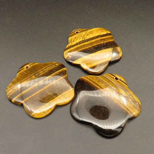 Natural Gold Tiger Eye Pendants,Flower,Gold and Brown,5x40.5x43mm,Hole:2mm,about 12.6g/pc,1 pc/package,XFPC01165bhia-L001