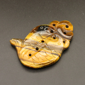 Natural Gold Tiger Eye Pendants,Fish,Gold and Brown,6x41x55.5mm,Hole:2.5mm,about 18.5g/pc,1 pc/package,XFPC01167bhia-L001