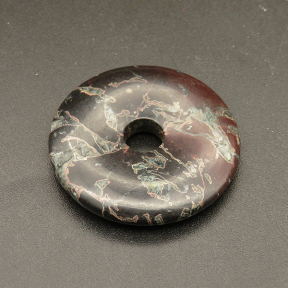 Natural Breciated Jasper Pendants,Donut,Black and Brown,5x32mm,Hole:5mm,about 9.2g/pc,1 pc/package,XFPC01169bhva-L001
