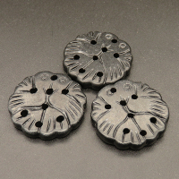Natural Alabaster Filigree Joiners,Carved Flower,Flat round,Dyed,Black,4x27mm,Hole:2.5mm,about 5.4g/pc,1 pc/package,XFPC01179bhva-L001