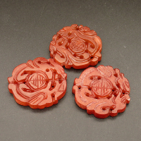 Natural Alabaster Filigree Joiners,Flat Round,Dyed,Red,4.5x30.5x31.5mm,Hole:2mm,about 6g/pc,1 pc/package,XFPC01185bhva-L001