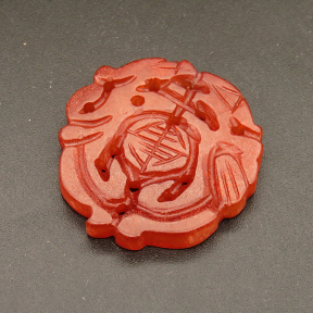 Natural Alabaster Filigree Joiners,Flat Round,Dyed,Red,4.5x30.5x31.5mm,Hole:2mm,about 6g/pc,1 pc/package,XFPC01185bhva-L001