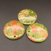 Natural Unakite Pendants,Flat Round,Colorful,5x40mm,Hole:2mm,about 14.2g/pc,1 pc/package,XFPC01187bhva-L001