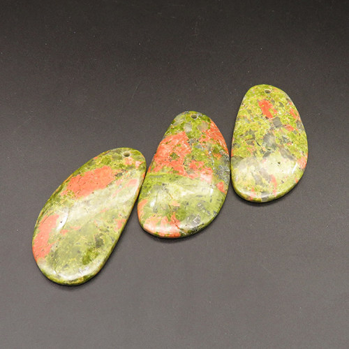 Natural Unakite Pendants,Irregular Oval,Colorful,5x30x59mm,Hole:2mm,about 17.5g/pc,1 pc/package,XFPC01189bhia-L001