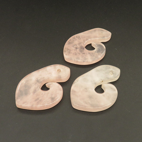 Natural Rose Quartz Pendants,G-shape,Pink,6x30x45mm,Hole:2mm,about 12.6g/pc,1 pc/package,XFPC01197bhia-L001