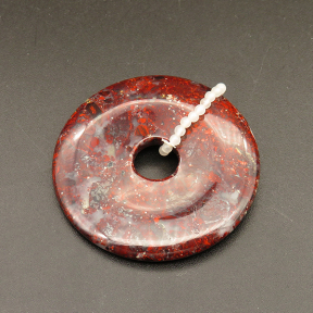 Natural Breciated Jasper Pendants,Donut,Red,5.5x45mm,Hole:10mm,about 17.8g/pc,1 pc/package,XFPC01245bhia-L001