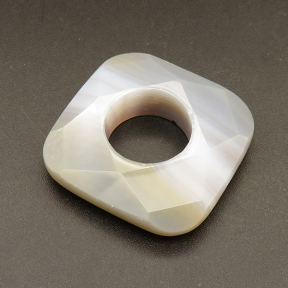 Natural Agate Linking Rings,Faceted Square Donut,Dyed,Random mixed color,8.5x35x35mm,Hole:15mm,about 14g/pc,1 pc/package,XFPC01249bhia-L001