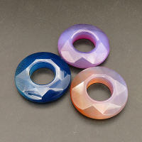 Natural Agate Linking Rings,Faceted Donut,Dyed,Random mixed color,9x35mm,Hole:15mm,about 12g/pc,1 pc/package,XFPC01251bhia-L001