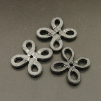 Natural Alabaster Filigree Joiners,Chinese Knot,Dyed,Black,4x25x25mm,Hole:2mm,about 3.5g/pc,1 pc/package,XFPC01277bbov-L001