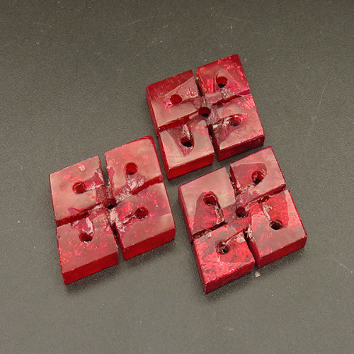 Natural Alabaster Filigree Joiners,Rhombus,Dyed,Red,5x28x36.5mm,Hole:3mm,about 5.3g/pc,1 pc/package,XFPC01289bhva-L001