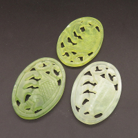 Natural Alabaster Filigree Joiners,Oval Fish,Dyed,Green,4x34x51.5mm,about 10.2g/pc,1 pc/package,XFPC01297bhva-L001