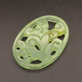 Natural Alabaster Filigree Joiners,Oval,Dyed,Green,6x37x53mm,about 17g/pc,1 pc/package,XFPC01299bhva-L001