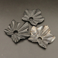 Natural Agate Pendants,Leaf,Dyed,Black,6x48x49mm,Hole:8mm,about 15.2g/pc,1 pc/package,XFPC01317bhva-L001