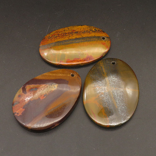 Natural Tiger Eye Pendants,Oval,Brown,5x37x52mm,Hole:2mm,about 20.5g/pc,1 pc/package,XFPC01354bhva-L001