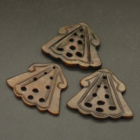 Natural Alabaster Filigree Joiners,Skirt,Dyed,Brown,4x29x35mm,Hole:1.5mm,about 5g/pc,1 pc/package,XFPC01372bbov-L001