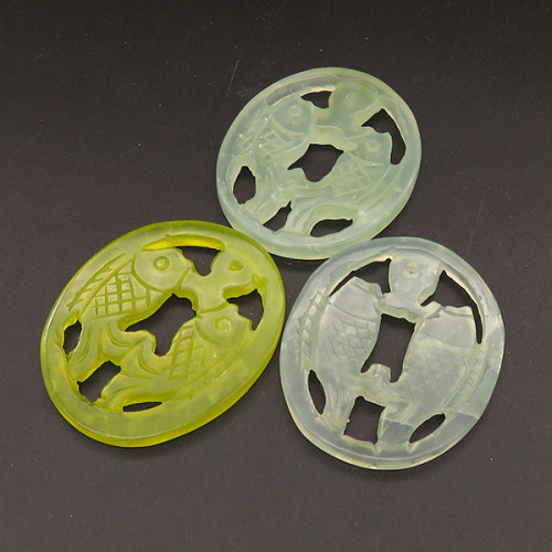 Natural Alabaster Filigree Joiners,Fish,Oval,Dyed,Random mixed color,5x40x49mm,Hole:2mm,about 13.6g/pc,1 pc/package,XFPC01380bhva-L001