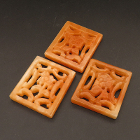 Natural Alabaster Filigree Joiners,Rectangular,Flower,Dyed,Orange,5x34x38.5mm,Hole:1.5mm,about 13.4g/pc,1 pc/package,XFPC01382bbov-L001