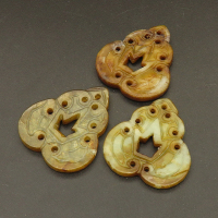 Natural Alabaster Filigree Joiners,Gourd,Dyed,Random mixed color,4x30x35mm,Hole:2mm,about 5.3g/pc,1 pc/package,XFPC01384bbov-L001
