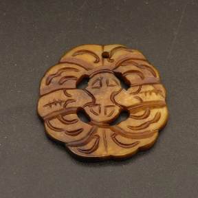 Natural Alabaster Filigree Joiners,Flat Round,Dyed,Brown,3x34mm,Hole:2mm,about 5.8g/pc,1 pc/package,XFPC01388bbov-L001