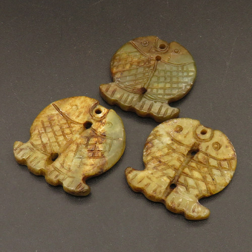 Natural Alabaster Pendants,Fish,Dyed,Brown,3x28x29mm,Hole:1.5mm,about 5.5g/pc,1 pc/package,XFPC01400bbov-L001