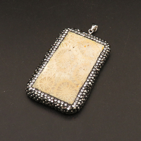 Natural Alabaster Pendants,with Rhinestone,with Brass Pinch Bails,Rectangular,Dyed,Yellow,5x30x47mm,Hole:3.5mm,about 16.1g/pc,1 pc/package,XFPC01408ahlv-L001