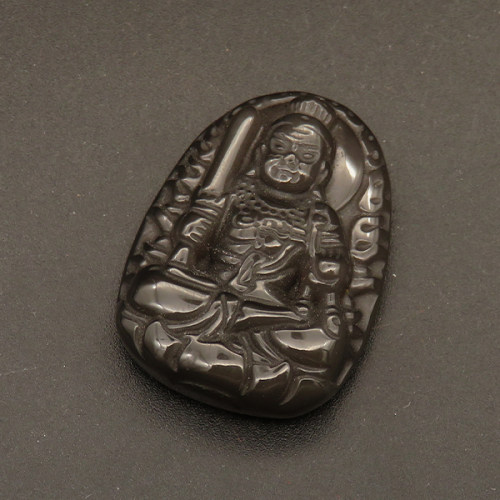 Natural Obsidian Pendants,Buddha Statue,Black,9x26x37mm,Hole:1mm,about 11.7g/pc,1 pc/package,XFPC01414vhov-L001