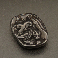 Natural Obsidian Pendants,Dragon Brand,Black,8x25x32mm,Hole:1mm,about 9.5g/pc,1 pc/package,XFPC01420vhov-L001