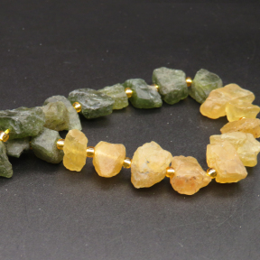 Natural Lemon Quartz and Green Aventurine,Irregular,Green and Yellow,7x9~10x13mm,Hole:1mm,about 37pcs/strand,about 59g/strand,1 strand/package,15"(38cm),XBGB04402ahlv-L001