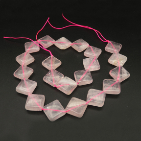 Natural Rose Quartz,Rhombus,Dyed,Pink,19x19mm,Hole:1mm,about 21pcs/strand,about 61g/strand,1 strand/package,15"(38cm),XBGB04410ahlv-L001