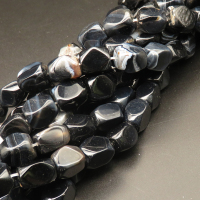 Natural Agate,Triangular Faceted Square,Dyed,Black,11x17~10x11mm,Hole:1.5mm,about 24pcs/strand,about 92g/strand,1 strand/package,15"(38cm),XBGB04428vhov-L001