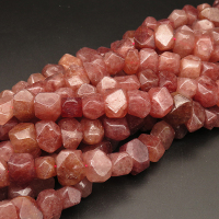 Natural Strawberry Quartz,Triangular Faceted Square,Deep pink,13x13x17~14x14x18mm,Hole:1.5mm,about 32pcs/strand,about 156g/strand,1 strand/package,15"(38cm),XBGB04432ajia-L001