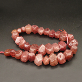 Natural Strawberry Quartz,Triangular Faceted Square,Deep pink,13x13x17~14x14x18mm,Hole:1.5mm,about 32pcs/strand,about 156g/strand,1 strand/package,15"(38cm),XBGB04432ajia-L001