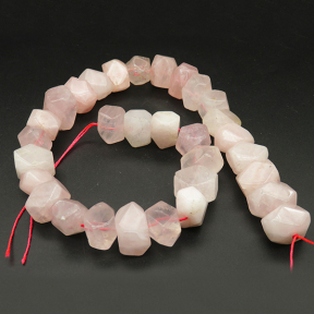 Natural Rose Quartz,Triangular Faceted Square,Pink,13x13x17~12x15x10mm,Hole:1.5mm,about 31pcs/strand,about 180g/strand,1 strand/package,15"(38cm),XBGB04434aima-L001