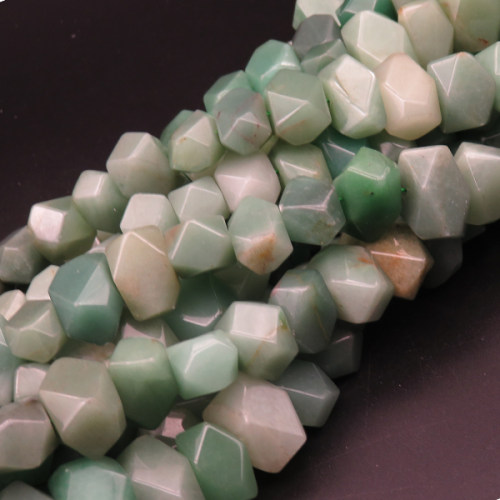 Natural Green Aventurine,Triangular Faceted Square,Grass green,13x13x17~12x15x10mm,Hole:1.5mm,about 33pcs/strand,about 155g/strand,1 strand/package,15"(38cm),XBGB04436aiov-L001