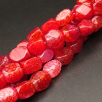 Natural Agate,Triangular Faceted Square,Dyed,Rose Red,9x9x16~11x11x17mm,Hole:1.5mm,about 24pcs/strand,about 95g/strand,1 strand/package,15"(38cm),XBGB04442vhov-L001