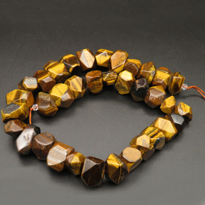 Natural Gold Tiger Eye,Triangular Faceted Square,Dyed,Gold and Brown,9x9x16~11x11x17mm,Hole:1.5mm,about 35pcs/strand,about 153g/strand,1 strand/package,15"(38cm),XBGB04448ajvb-L001