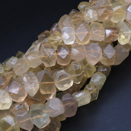 Natural Lemon Quartz,Triangular Faceted Square,Yellow,11x19x13~13x19x15mm,Hole:1.5mm,about 30pcs/strand,about 167g/strand,1 strand/package,15"(38cm),XBGB04450ajvb-L001