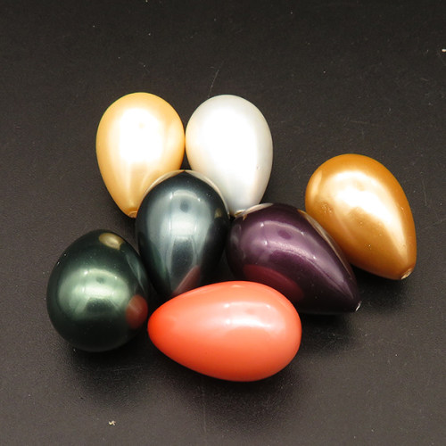 Shell Pearl Beads,Half Hole,Water Droplets,Dyed,Random color mixed,16.5x20.5mm,Hole:1mm,about 9.8g/pc,1 pc/package,XBSP00754vaii-L001