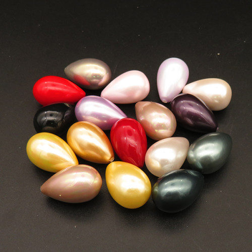 Shell Pearl Beads,Half Hole,Water Droplets,Dyed,Random color mixed,14.5x22mm,Hole:1mm,about 6.1g/pc,1 pc/package,XBSP00762vaia-L001