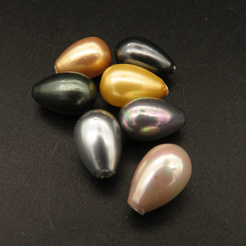 Shell Pearl Beads,Half Hole,Water Droplets,Dyed,Random color mixed,6x10mm,Hole:1mm,about 0.5g/pc,1 pc/package,XBSP00801aaho-L001