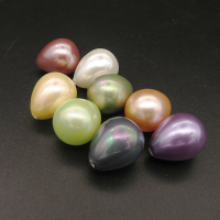 Shell Pearl Beads,Half Hole,Water Droplets,Dyed,Random color mixed,12.5x16mm,Hole:1mm,about 3.5g/pc,1 pc/package,XBSP00809aaho-L001