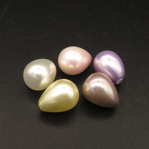 Shell Pearl Beads,Half Hole,Water Droplets,Dyed,Random color mixed,9x11mm,Hole:1mm,about 1.2g/pc,1 pc/package,XBSP00818aahm-L001